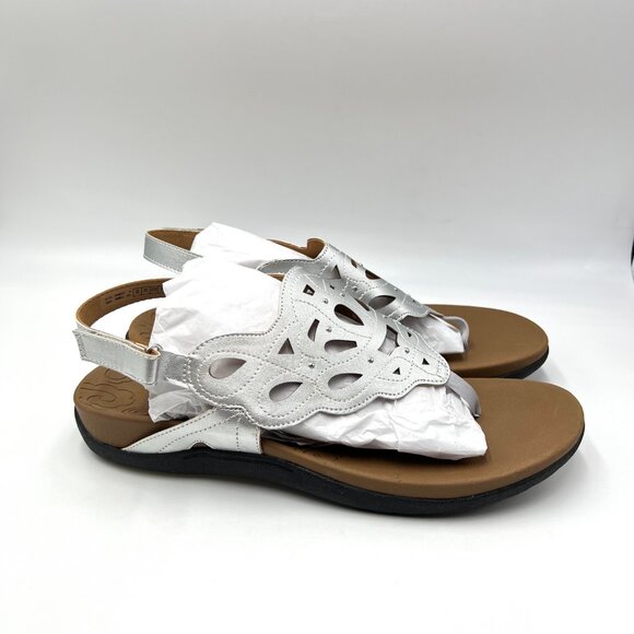 10W 10 WIDE WIDTH Rockport Womens Ridge Sling Silver Summer Sandals Shoes - Picture 1 of 13